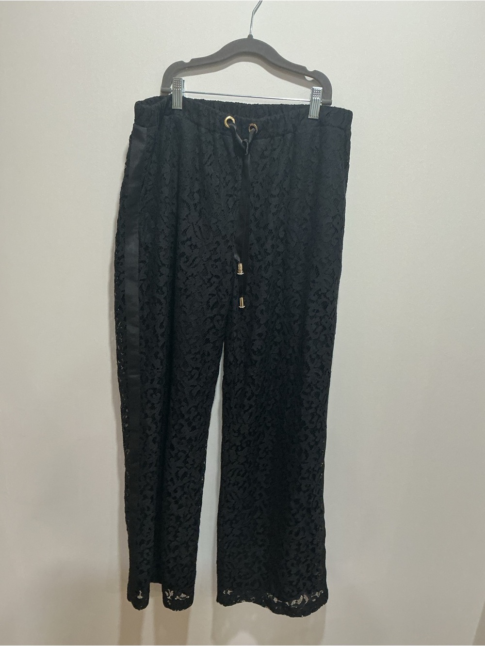 Marty Mode Women’s  Black Lace-Overlay Pants by Martha Studios size large